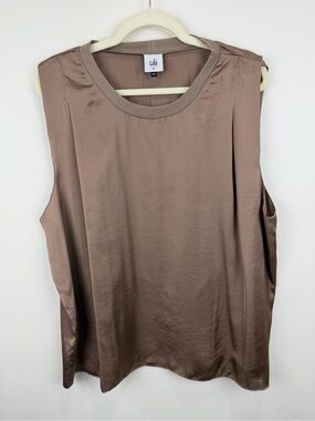 Cabi Satin Cap Sleeve Shell Top XL Quiet Luxury